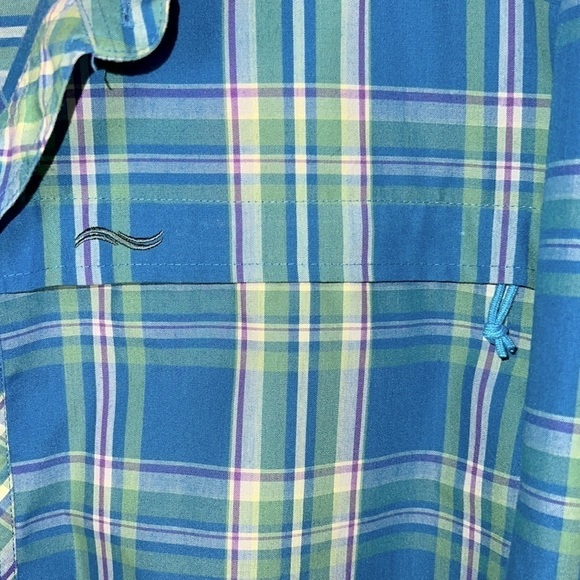Exterus Outdoor Development Men’s Blue & Green Button Down Long Sleeve Shirt - L - Picture 4 of 9